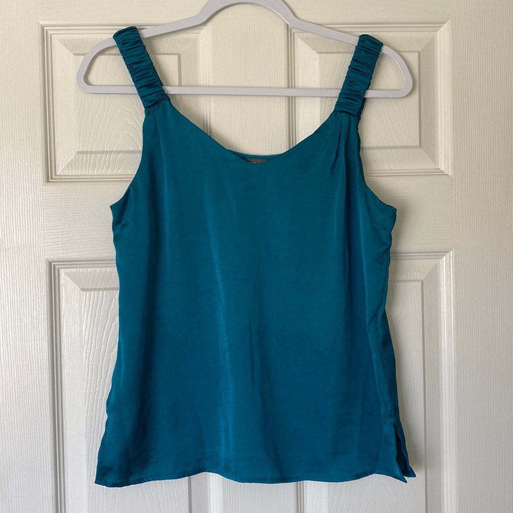 Vince Camuto Teal Waters Satin Tank Top Blouse